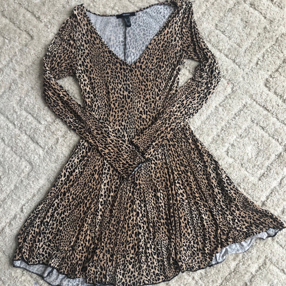 Cheetah print long sleeve dress